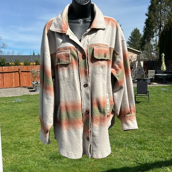 FREE PEOPLE PRINTED RUBY SHIRT JACKET OVERSIZED XS - Picture 2 of 15